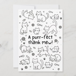 Minimale kat-teken-thank-you kaart