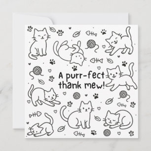 Minimale kat-teken-thank-youkaart