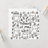 Minimale kattekening 'Denk aan jou'-kaart Kaart (Voorkant / Achterkant in situ)