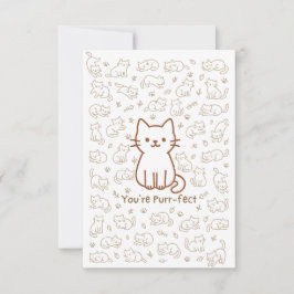 Minimale kattekenkaart | Lijntekening Bedankkaart