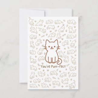 Minimale kattekenkaart | Lijntekening Bedankkaart