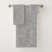 Minimale katten Modern Gray Pattern Bad Handdoek (Insitu)