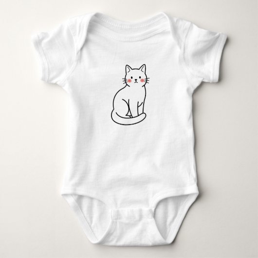 Minimale kattenbabybody – Cute Simple Kitty-ontwer Romper (Voorkant)