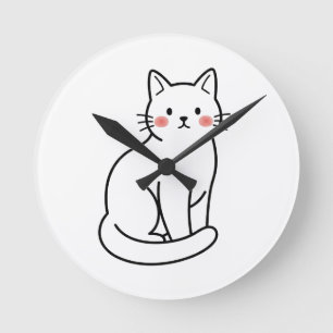 Minimale kattenklok voor aan de muur – Cute Simpel Ronde Klok
