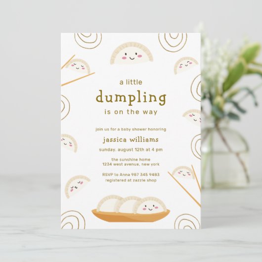 Minimale Kawaii Boho Bao Dumpling Baby Shower Kaart (Staand voorkant)