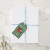 Minimale Kerst Boerderij Rode Vrachtwagen Sage Gro Cadeaulabel (Met Touw)