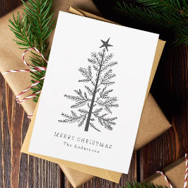 Minimale kerst dennenboom foto feestdagenkaart