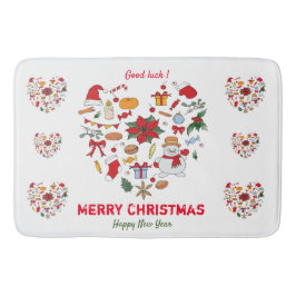 Minimale kerst en vrolijk gejuich nieuwjaar badmat