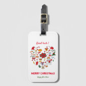 Minimale kerst en vrolijk gejuich nieuwjaar bagagelabel (Voorkant (verticaal))