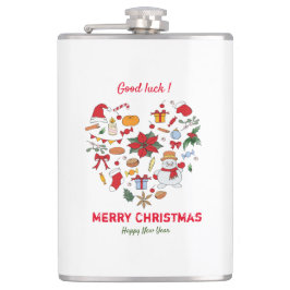 Minimale kerst en vrolijk gejuich nieuwjaar heupfles