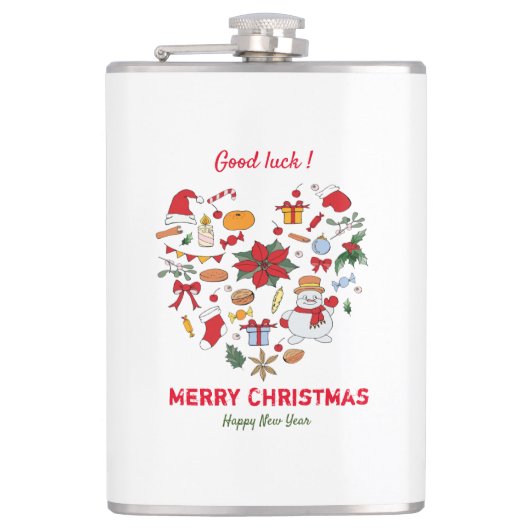 Minimale kerst en vrolijk gejuich nieuwjaar heupfles (Voorkant)