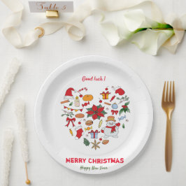 Minimale kerst en vrolijk gejuich nieuwjaar papieren bordje