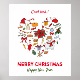 Minimale kerst en vrolijk gejuich nieuwjaar poster