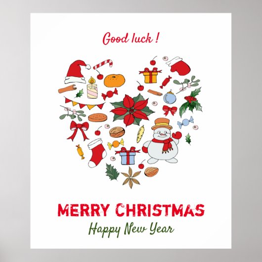 Minimale kerst en vrolijk gejuich nieuwjaar poster (Voorkant)