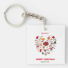 Minimale kerst en vrolijk gejuich nieuwjaar sleutelhanger