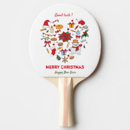 Minimale kerst en vrolijk gejuich nieuwjaar tafeltennisbatje