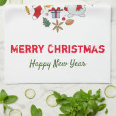 Minimale kerst en vrolijk gejuich nieuwjaar theedoek (Gevouwen)