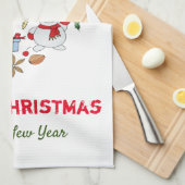 Minimale kerst en vrolijk gejuich nieuwjaar theedoek (Quarter Fold)