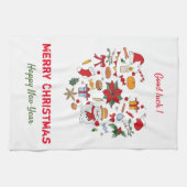 Minimale kerst en vrolijk gejuich nieuwjaar theedoek (Horizontaal)