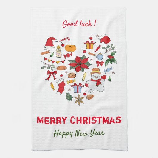 Minimale kerst en vrolijk gejuich nieuwjaar theedoek (Verticaal)