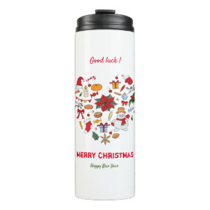 Minimale kerst en vrolijk gejuich nieuwjaar thermosbeker
