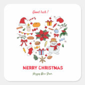 Minimale kerst en vrolijk gejuich nieuwjaar vierkante sticker (Voorkant)