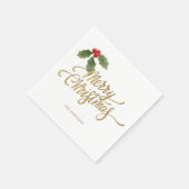 Minimale Kerst Faux Gold Folie Holly Branch Servet (Hoek)