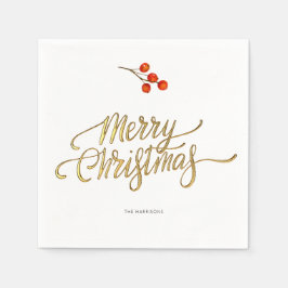 Minimale Kerst Faux Gold Folie Holly Branch Servet