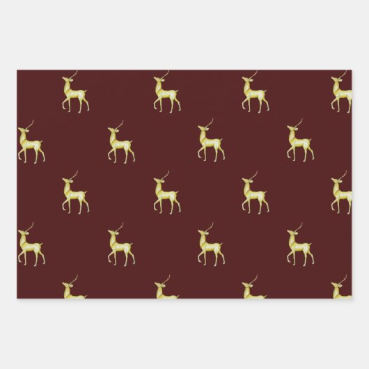 Minimale kerst goud rendieren inpakpapier vel (Voorkant)