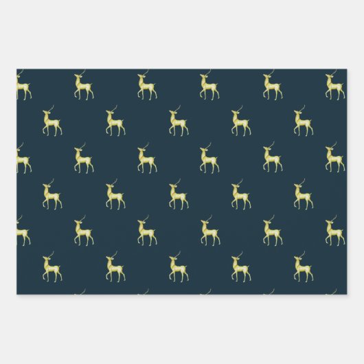 Minimale kerst goud rendieren inpakpapier vel (Voorkant)