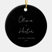 Minimale kerst in zwart-wit keramisch ornament (Voorkant)