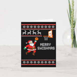 Minimale Kerst Merry Swishmas Lelijke Basketbal Kaart