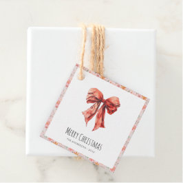 Minimale Kerst met Rode Strik  Bedankjes Labels