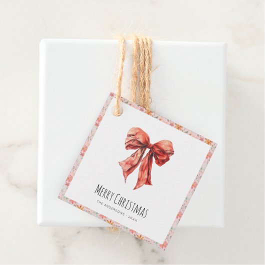Minimale Kerst met Rode Strik  Bedankjes Labels (In situ)