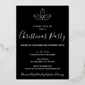 Minimale kerst met zwarte en goudmasten folie uitnodiging (Voorkant)
