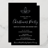 Minimale kerst met zwarte en goudmasten folie uitnodiging (Voorkant / Achterkant)