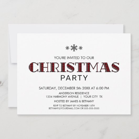 Minimale kerst met zwarte en rode buffels kaart (Voorkant)