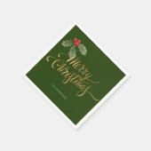 Minimale Kerst Rood en Groen Holly Branch Gold Servet (Hoek)