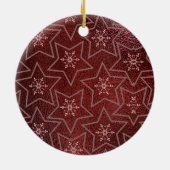 Minimale kerst sneeuwvlokken en sterren Maroon Keramisch Ornament (Achterkant)