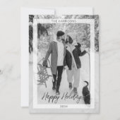 Minimale Kerst Zwart Wit Eenvoudige Foto Modern Feestdagenkaart (Voorkant)