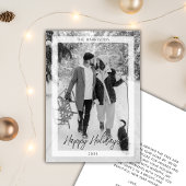 Minimale Kerst Zwart Wit Eenvoudige Foto Modern Feestdagenkaart