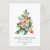 Minimale kerstbegroeting met elegante pine-boom feestdagenkaart (Voorkant)