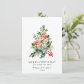 Minimale kerstbegroeting met elegante pine-boom feestdagenkaart (Staand voorkant)