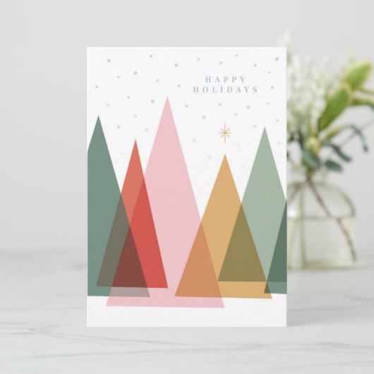 Minimale kerstbomen feestdagenkaart (Staand voorkant)