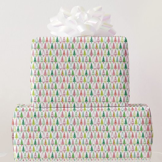 Minimale kerstbomen rood en groen cadeaupapier