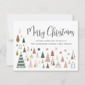 Minimale Kerstbomen Zakelijk QR Code Corporate Feestdagenkaart (Voorkant)