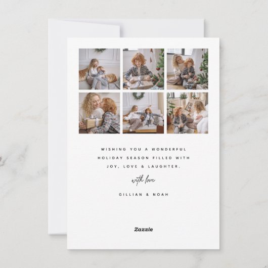 Minimale Kerstboodschap Boog Foto & Collage Feestdagenkaart (Achterkant)
