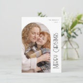 Minimale Kerstboodschap Boog Foto & Collage Feestdagenkaart (Staand voorkant)