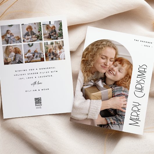 Minimale Kerstboodschap Boog Foto & Collage Feestdagenkaart