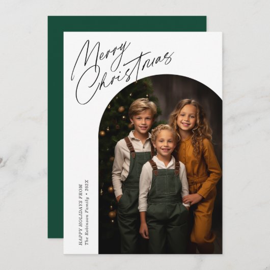 minimale kerstboog feestdagenkaart (Voorkant / Achterkant)